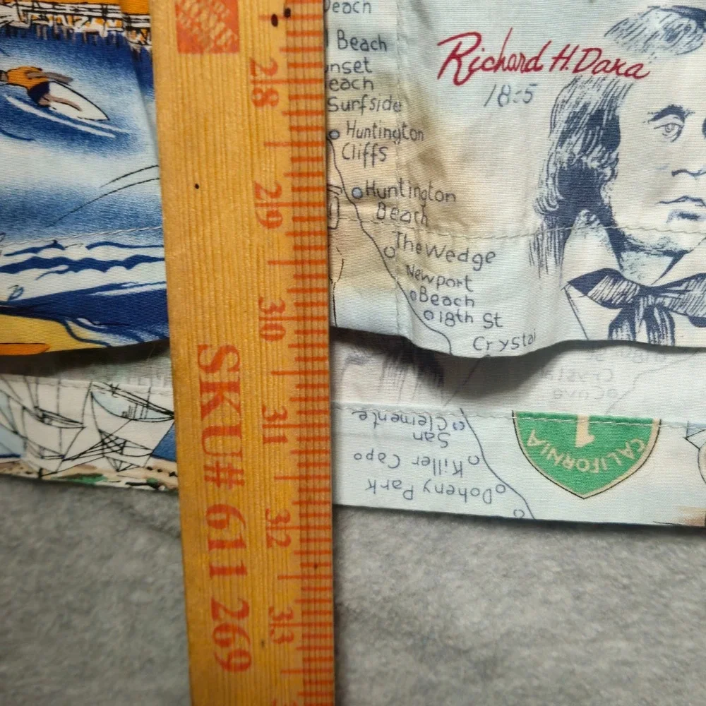 HIGH SEAS Trading Co‎ Mens Large Southern California Beach Print Hawaiian Shirt